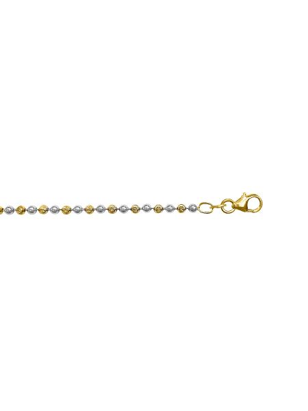 Two-Tone Gold Solid Bead/Ball Chain Necklace — 3mm