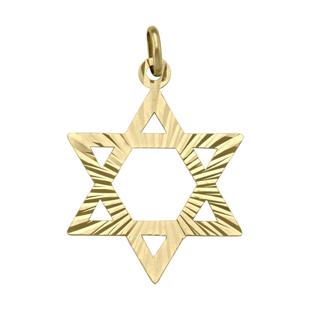 Yellow Gold Star of David Pendant — front view