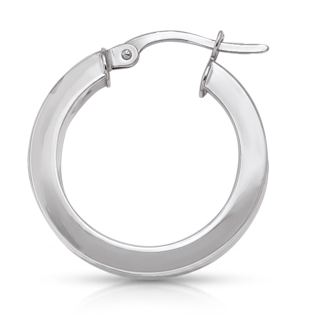 White Gold Square 2 5 Mm Tube Hoop Earrings, 20mm