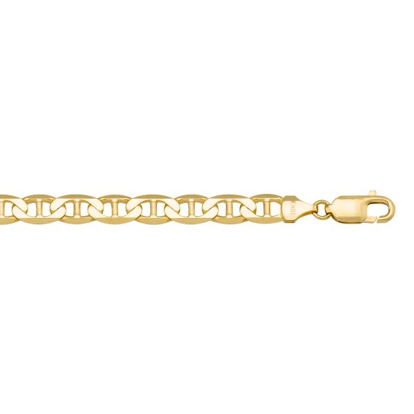 Yellow Gold Solid Flat Anchor Chain Necklace — 7mm