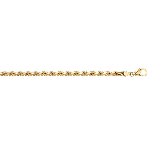 Yellow Gold Solid Diamond-Cut Rope Chain Necklace — 2.3mm