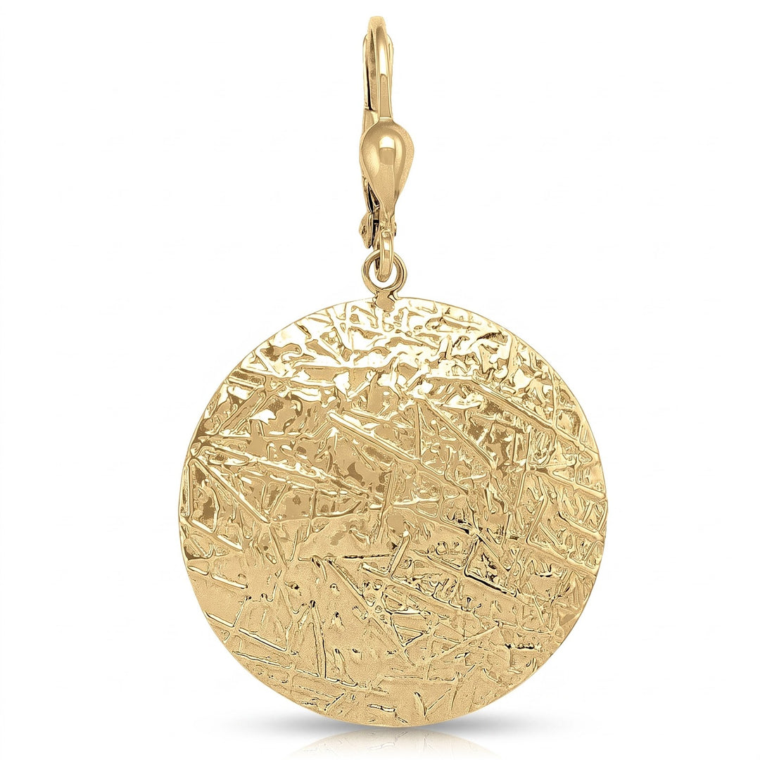 Yellow Gold Textured Disc Earrings