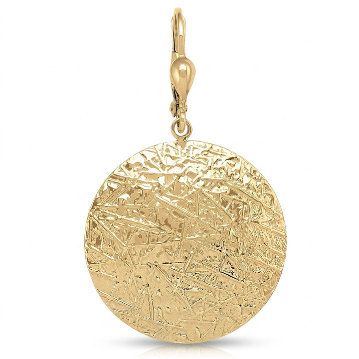 Yellow Gold Textured Disc Earrings