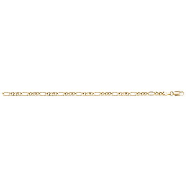 Yellow Gold Hollow Figaro Chain Necklace — 3.7mm
