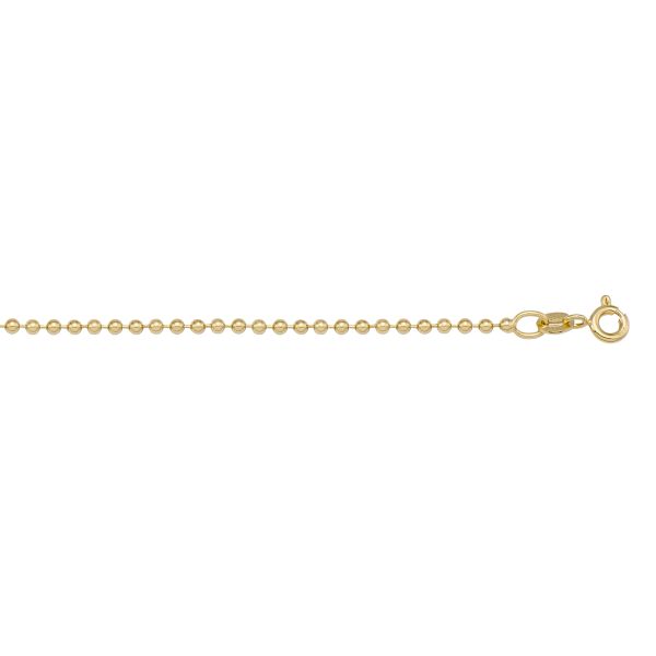 Yellow Gold Solid Bead/Ball Chain Necklace — 1.2mm