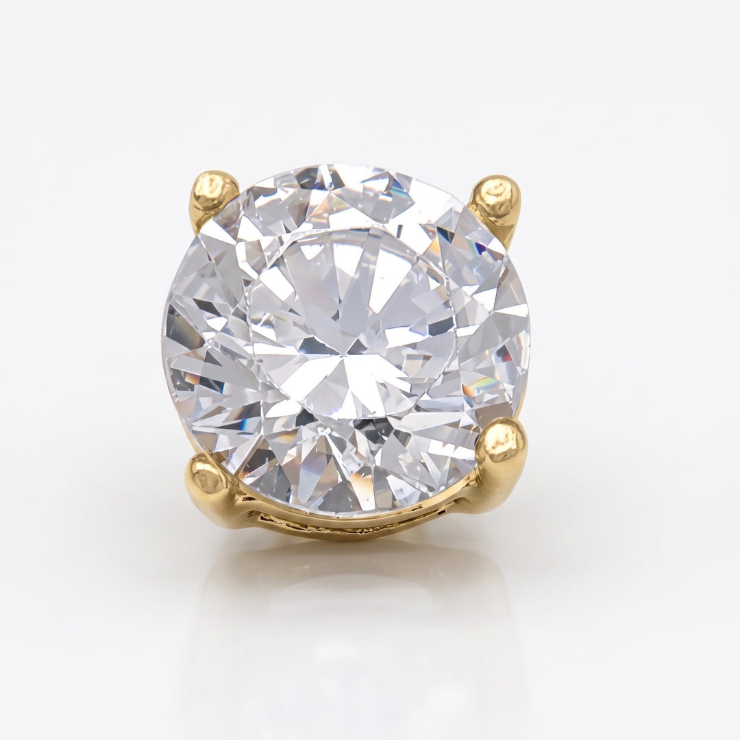 Yellow Gold 6mm CZ Stud Earrings