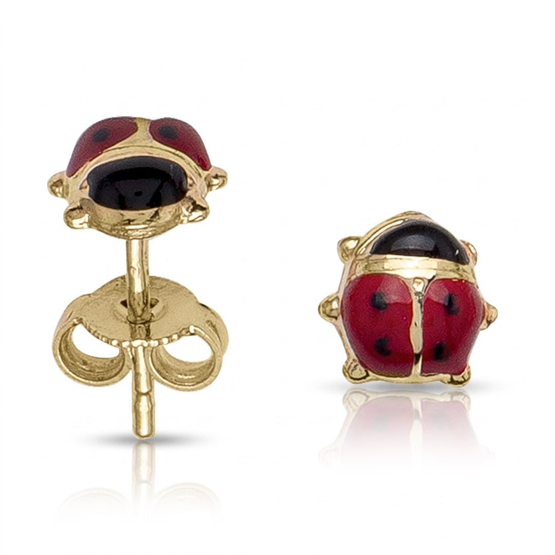 Yellow Gold Lady Bug Stud Earrings