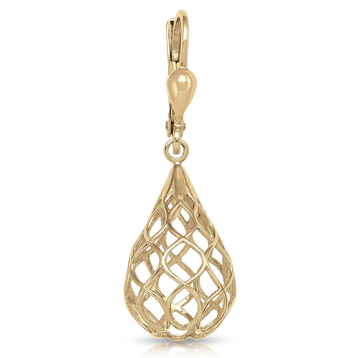 Yellow Gold Tear Drop Fancy Filigri Earrings