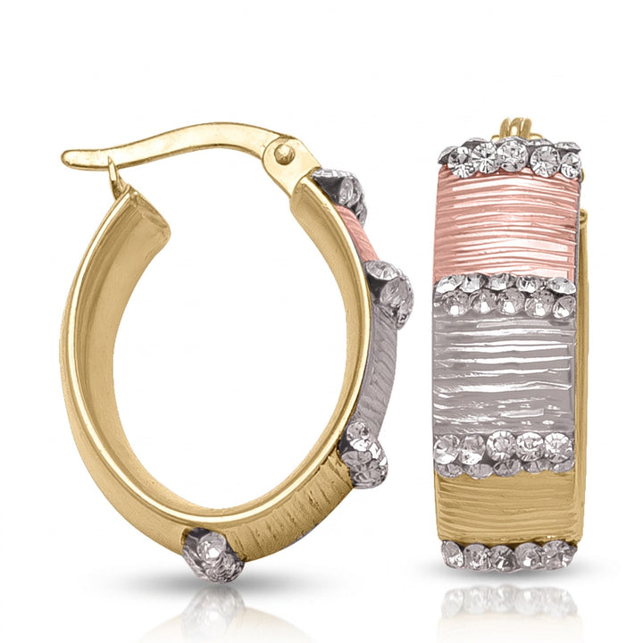 Tri Colour Fancy Hoop Earrings, 14.4mm