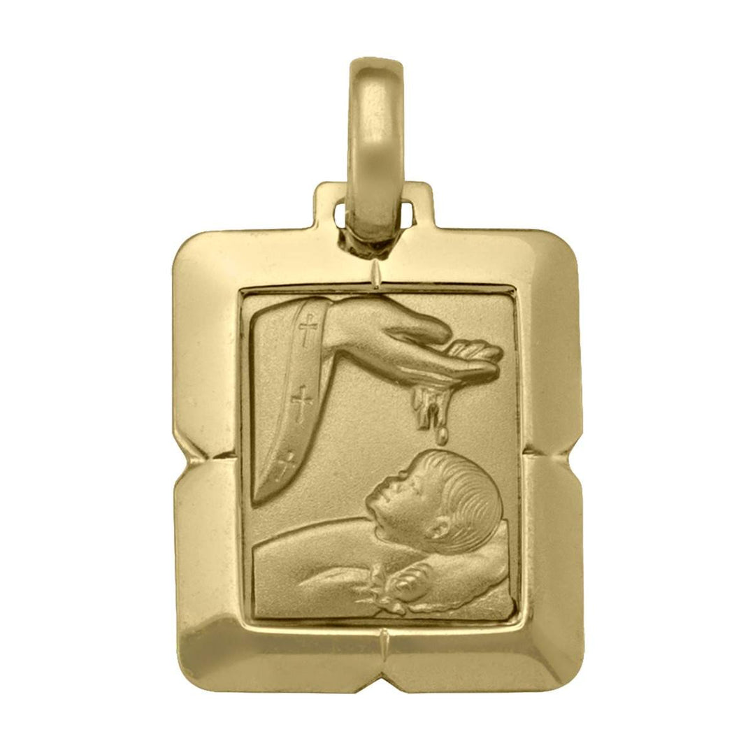 Yellow Gold Baptism Medal — front view
