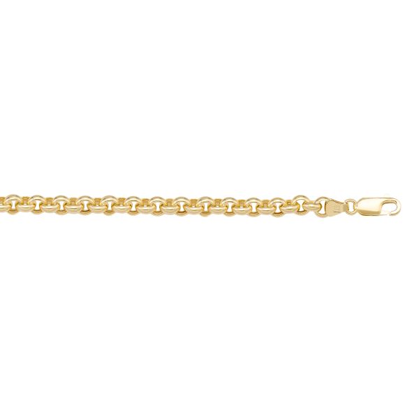 Yellow Gold Hollow Rolo Chain Necklace — 5.3mm