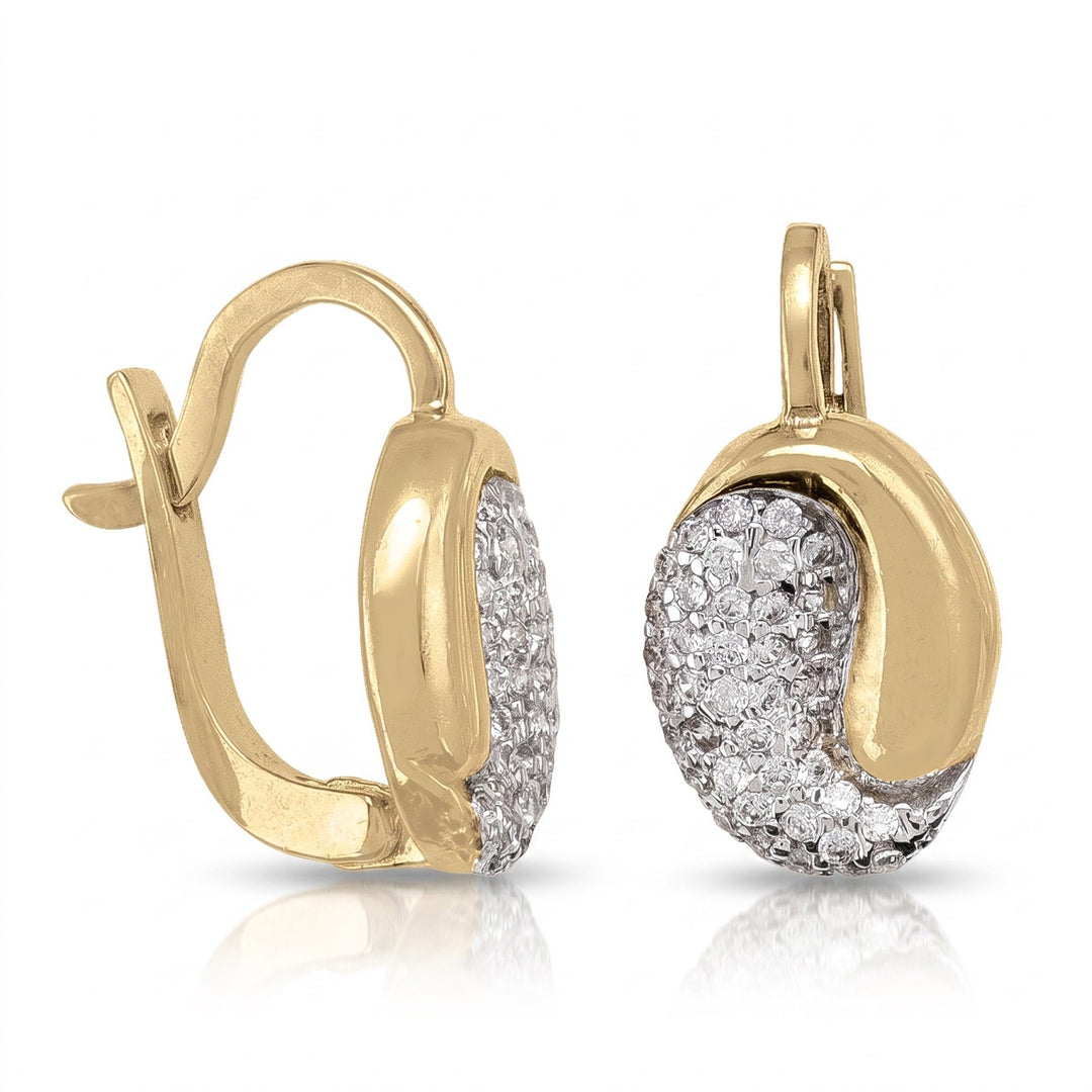 Yellow Gold Fancy CZ French Back Earrings
