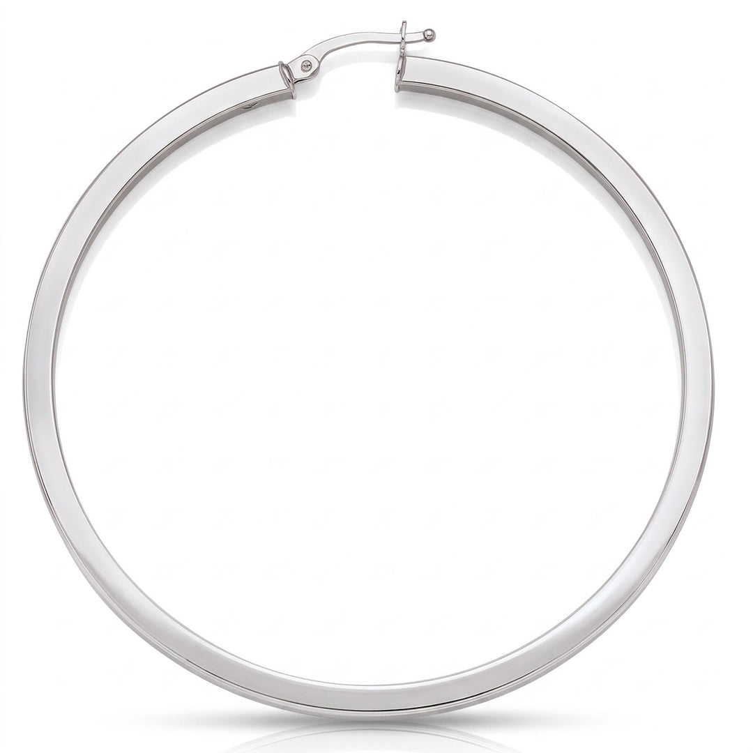 White Gold Square 2 5 Mm Tube Hoop Earrings, 54.5mm