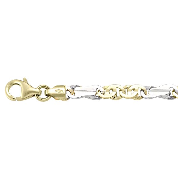 Two-Tone Gold Solid Flat Fancy Chain Necklace — 4.5mm