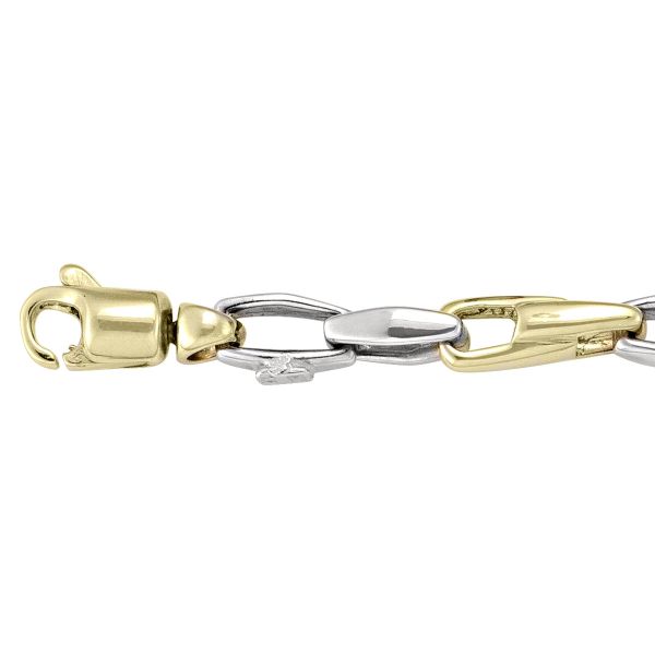 Two-Tone Gold Solid Flat Fancy Chain Necklace — 4.9mm