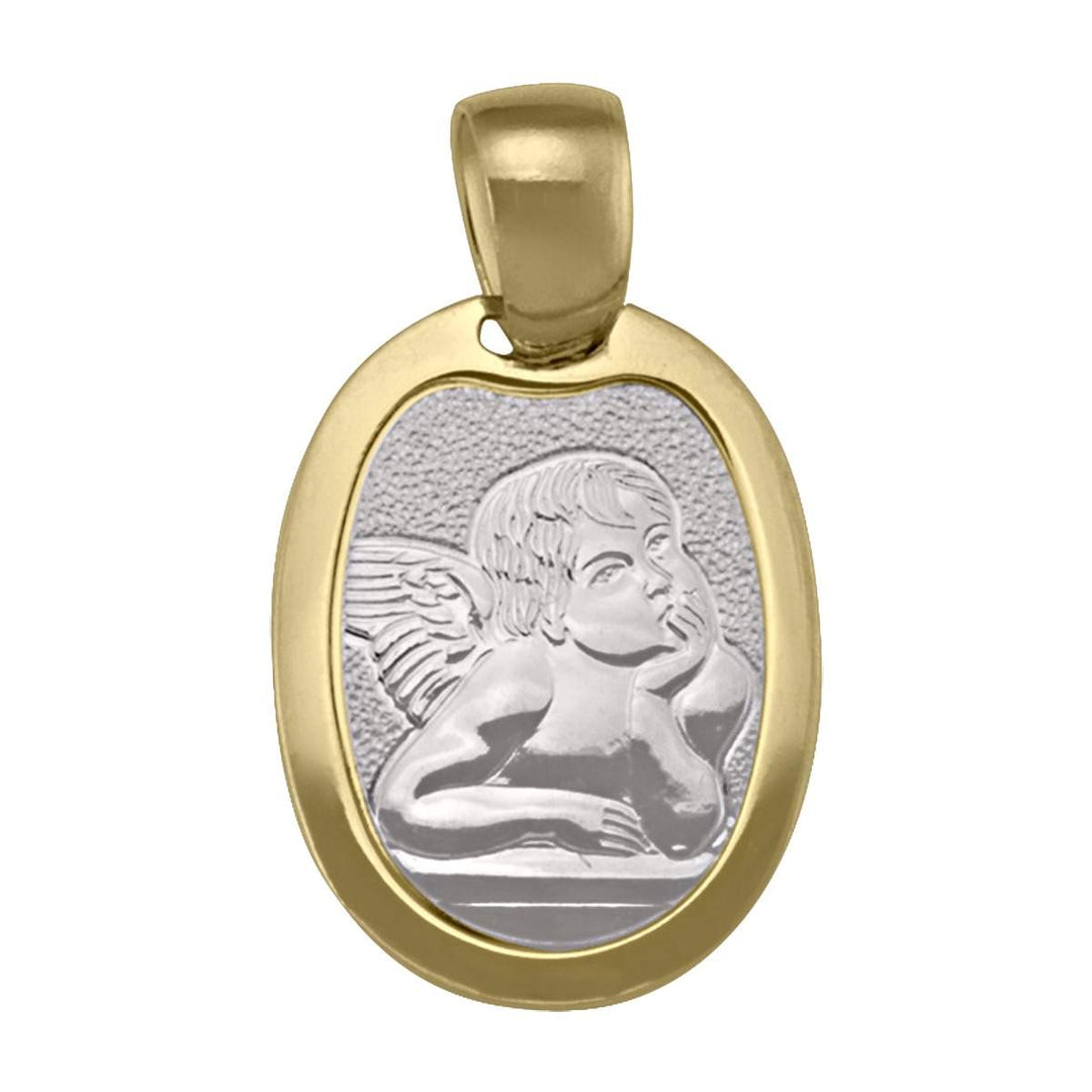 Two-Tone Gold Angel Medal — front view