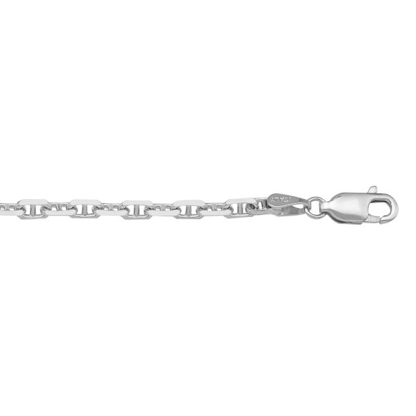 White Gold Solid Anchor Chain Necklace — 2.8mm