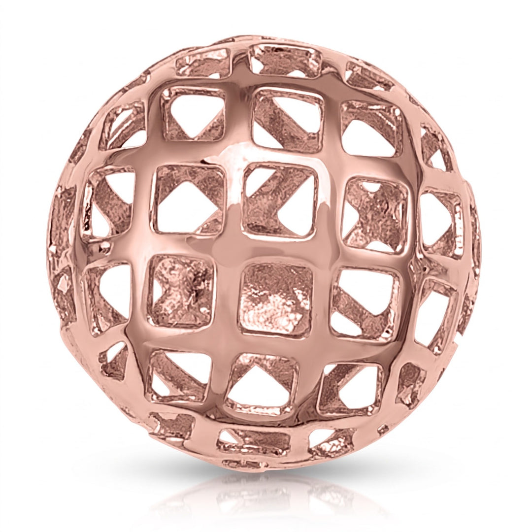 Pink Gold Filigri Ball Stud Earrings 1