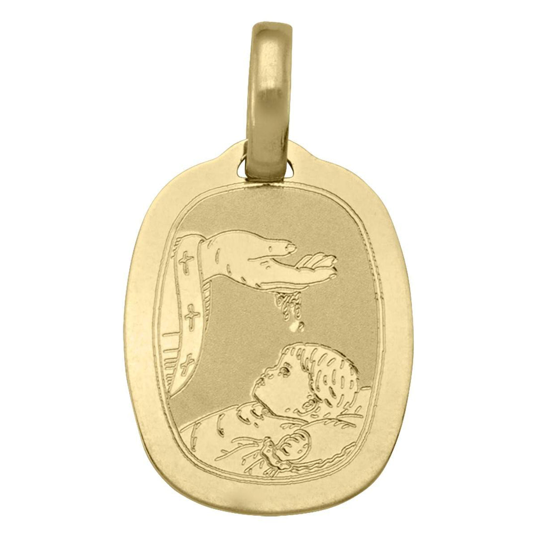 Yellow Gold Baptism Medal — front view