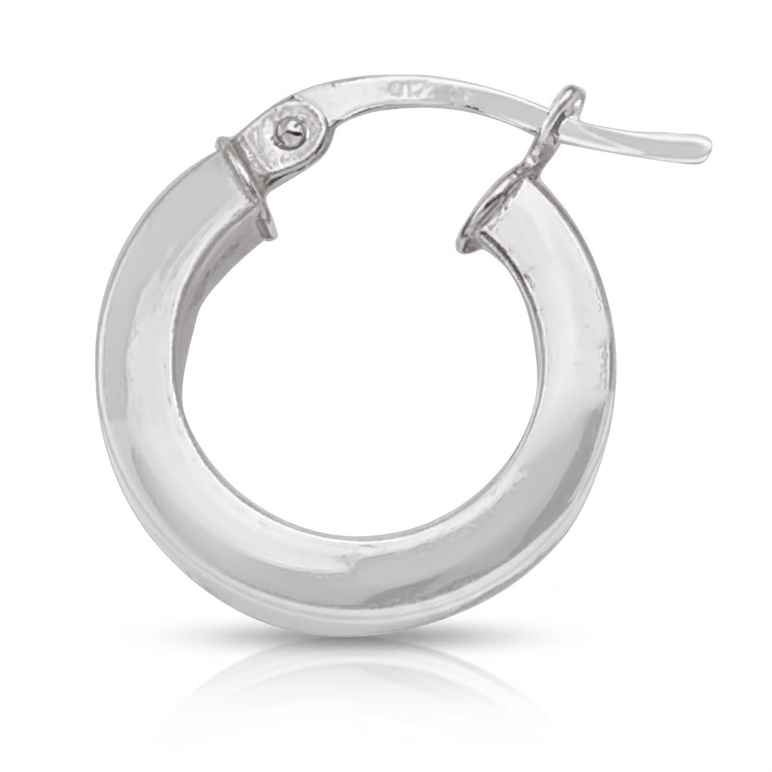 White Gold Square 2 5 Mm Tube Hoop Earrings, 14.8mm