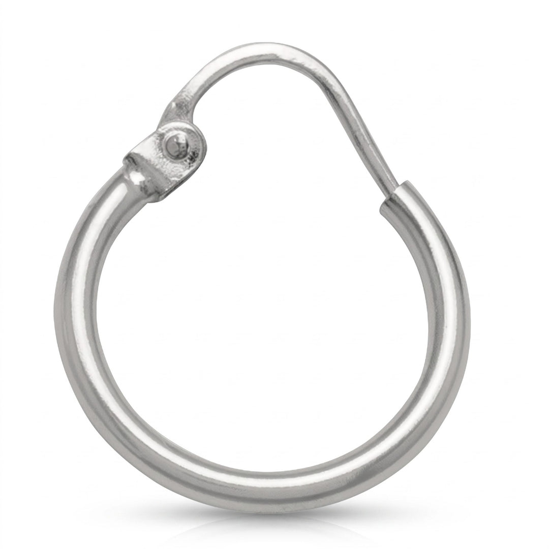 White Gold 2mm Tube Wire Hoop Earrings, 16.2mm