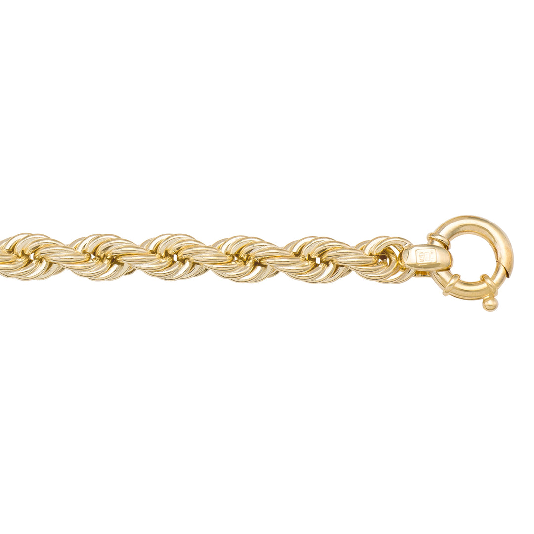 Yellow Gold Hollow Rope Chain Necklace — 8mm