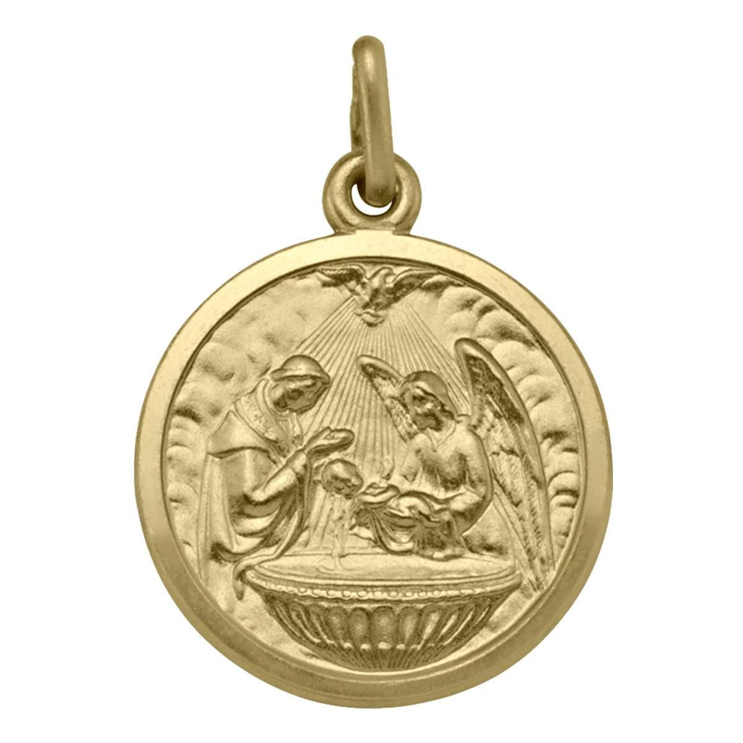 Yellow Gold Baptism Medal — front view