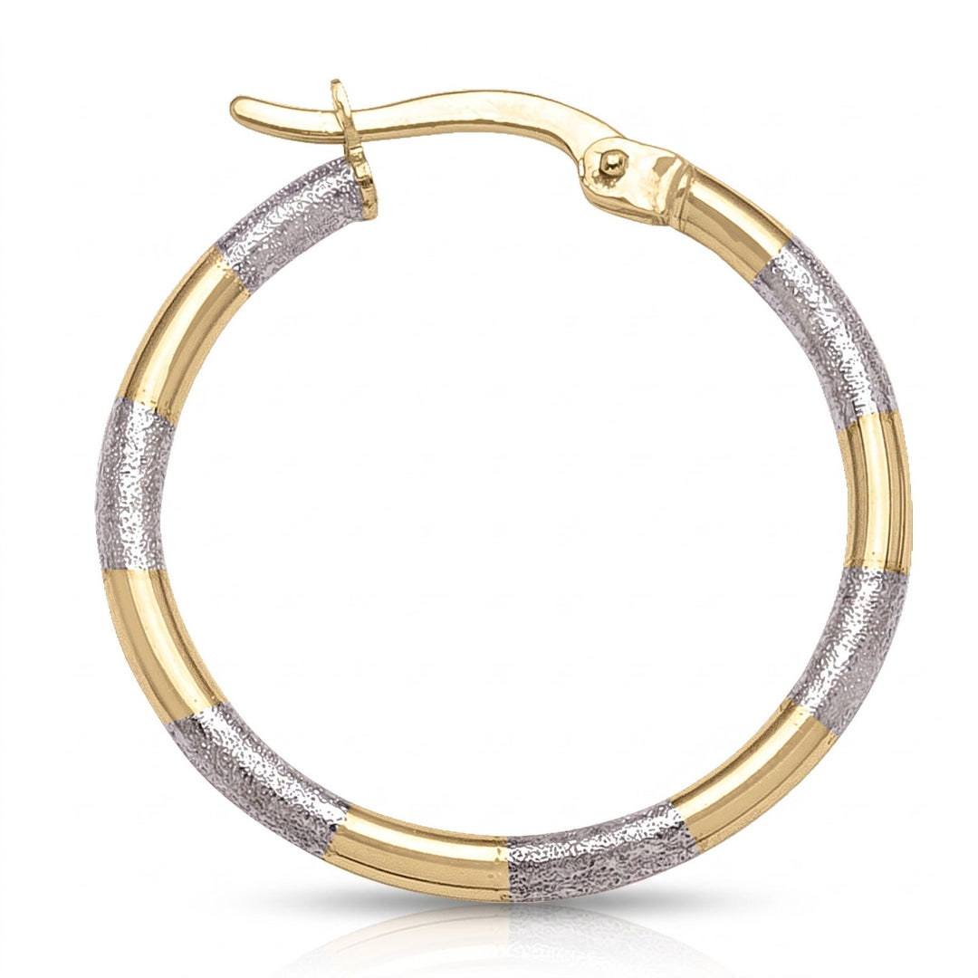 Two Tone Hoop Earrings, 24mm
