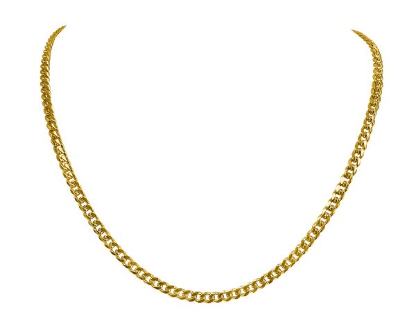 Yellow Gold Solid Domed Curb Chain Necklace — 3.5mm