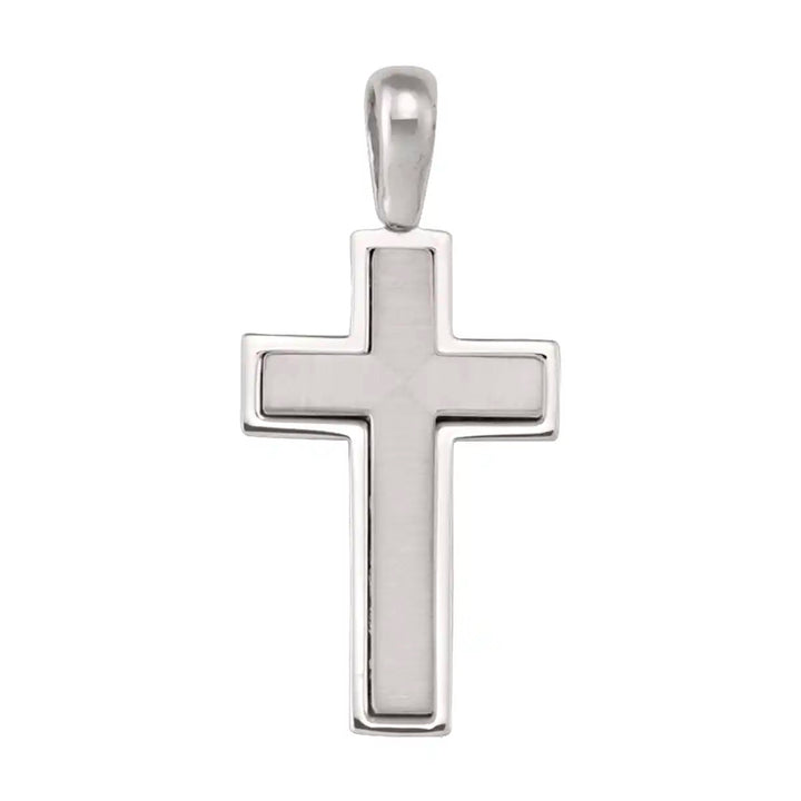 Framed Latin White Gold Cross Pendant on white background