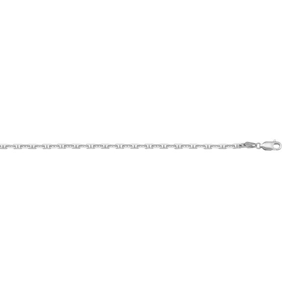 White Gold Solid Anchor Chain Necklace — 1.4mm
