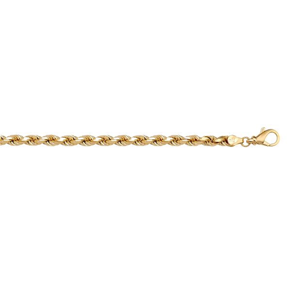 Yellow Gold Solid Diamond-Cut Rope Chain Necklace — 2.7mm