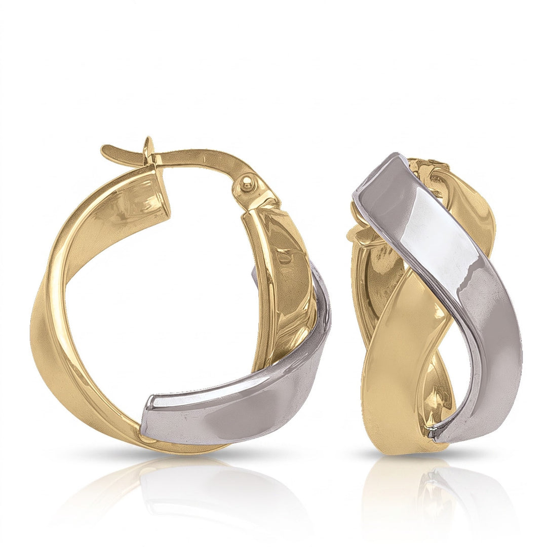 Two Tone Fancy Hoop Earrings, 18.6mm
