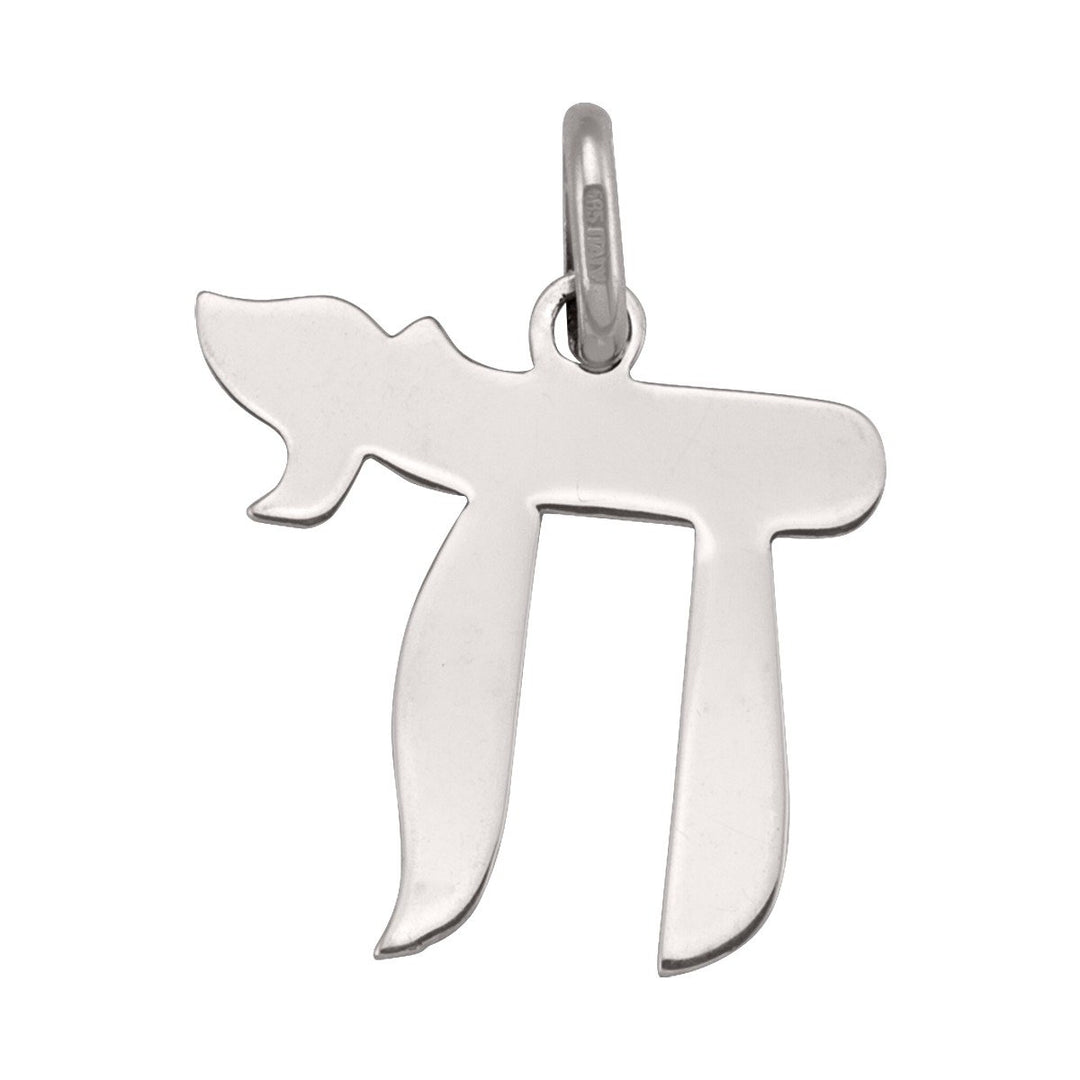 White Gold Chai Charm — front view