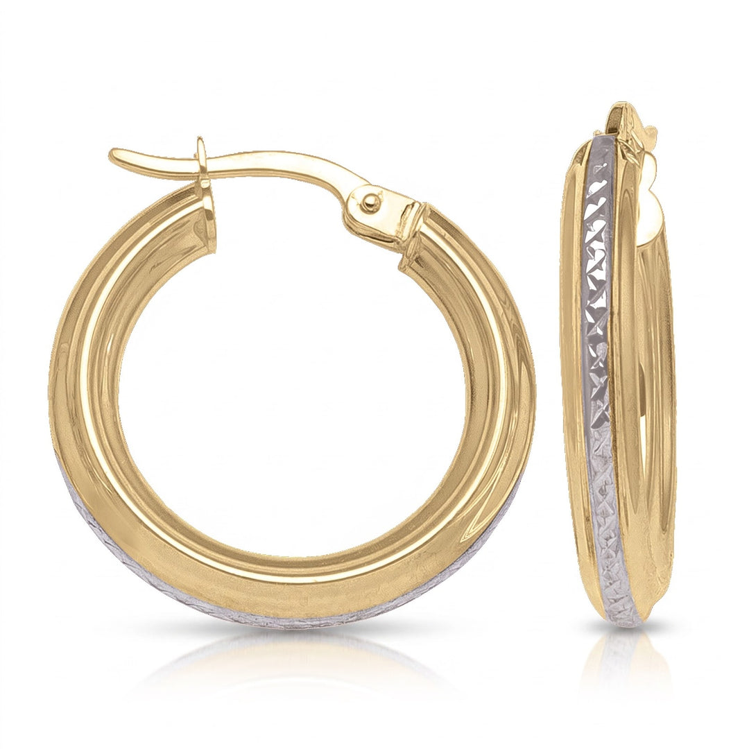 Two Tone Patterned Hoop Earrings, 20.8mm