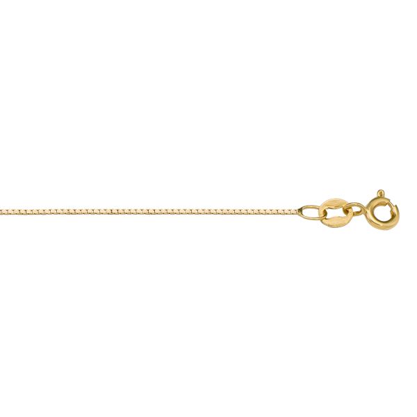 Yellow Gold Solid Box Chain Necklace — 0.6mm