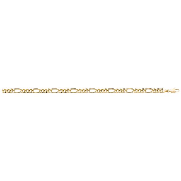 Yellow Gold Hollow Figaro Chain Necklace — 5.4mm