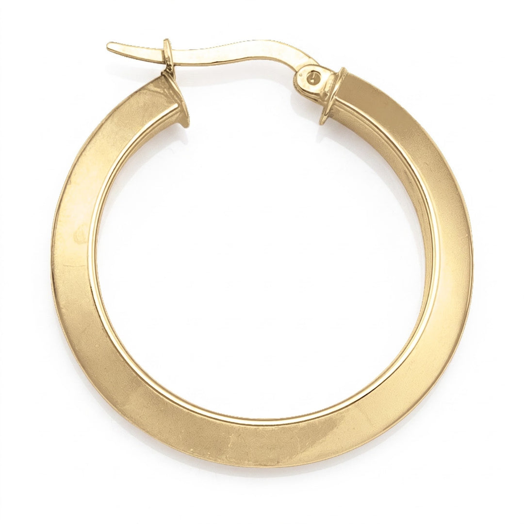 Yellow Gold Knife Edge Hoop Earrings, 26.7mm