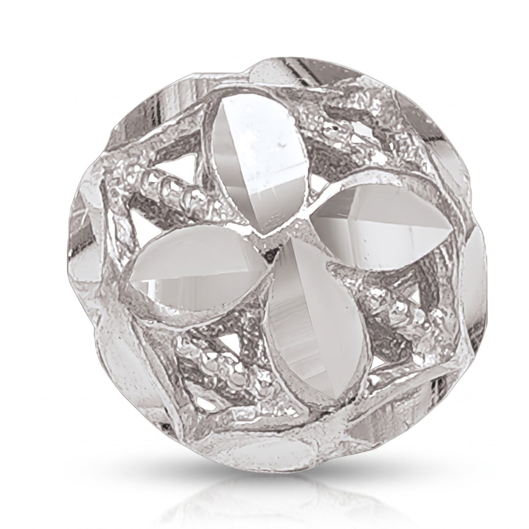 White Gold Diamond Cut Ball Stud Earrings