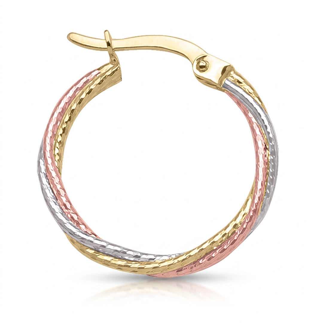 Tri Colour Hoop Earrings, 19mm