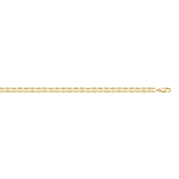 Yellow Gold Solid Flat Anchor Chain Necklace — 2.3mm