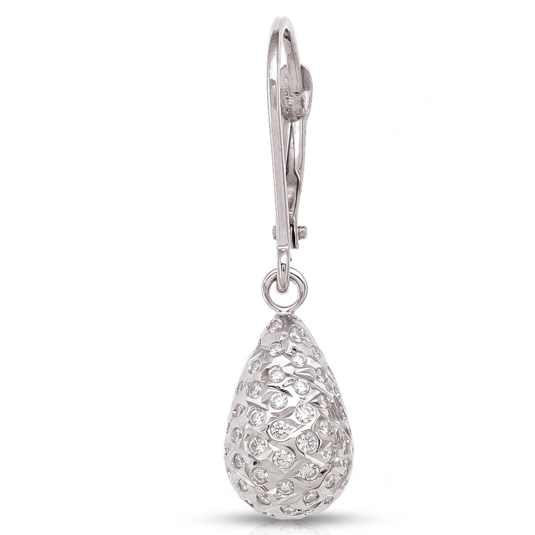 White Gold Fancy Diamond Cut Tear Drop Earrings