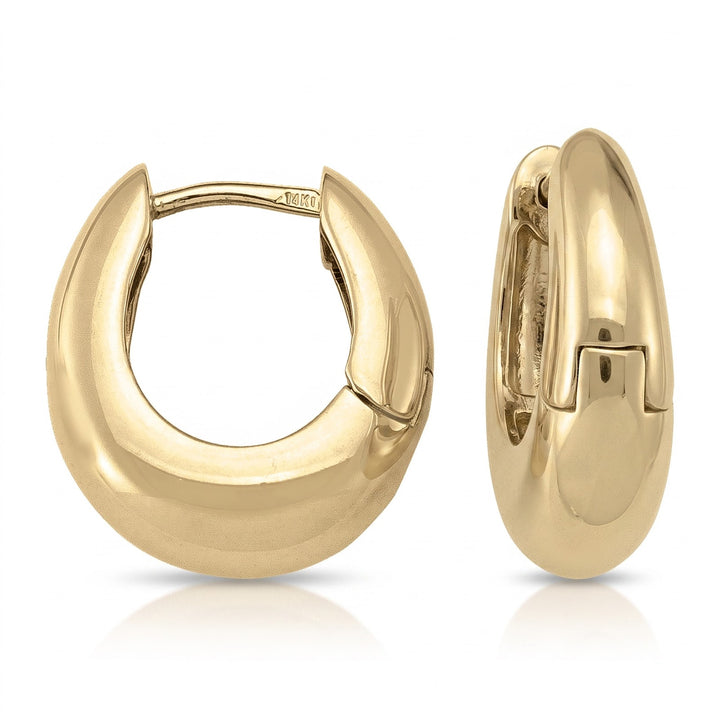 Yellow Gold Oval Huggie Earrings