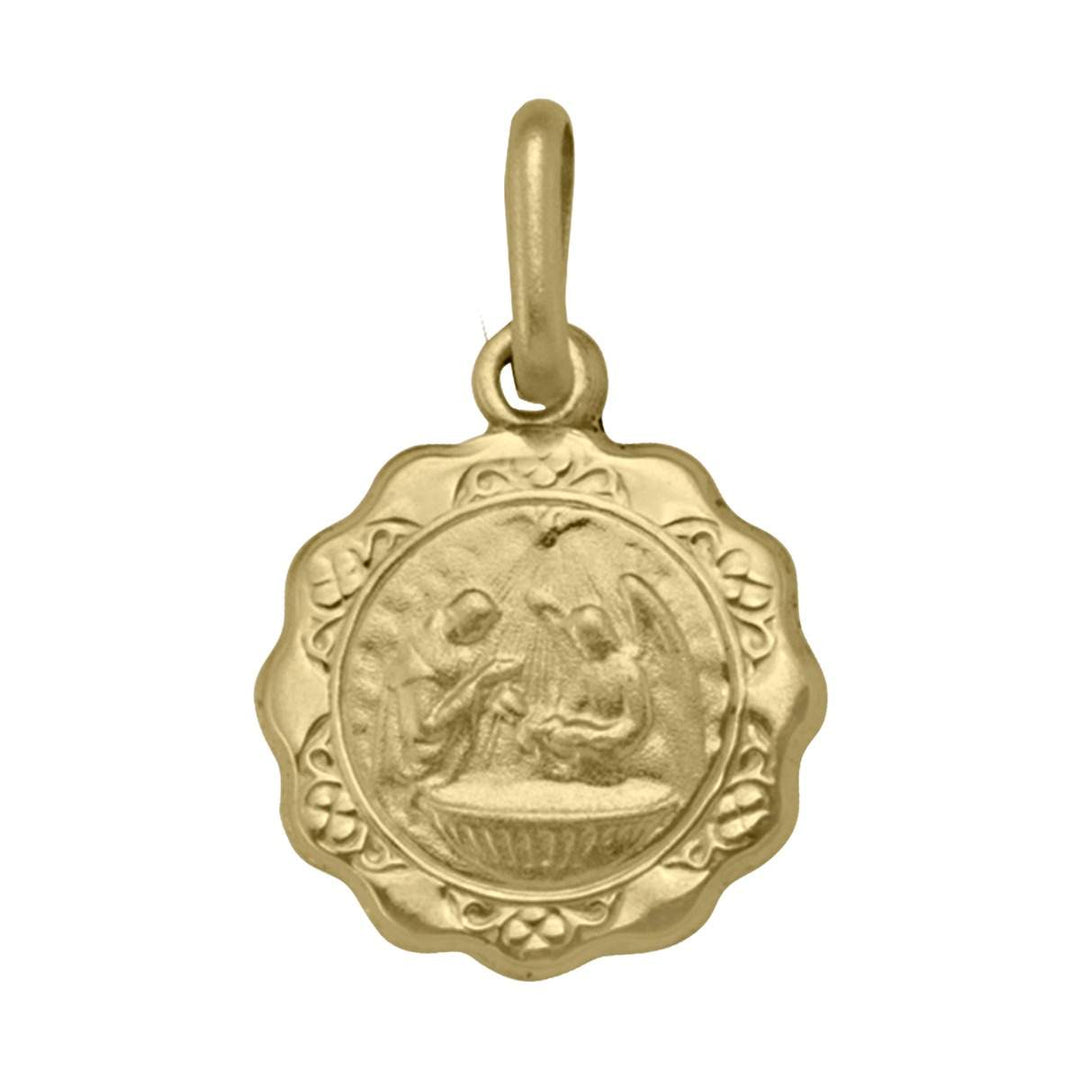 Yellow Gold Baptism Medal — front view