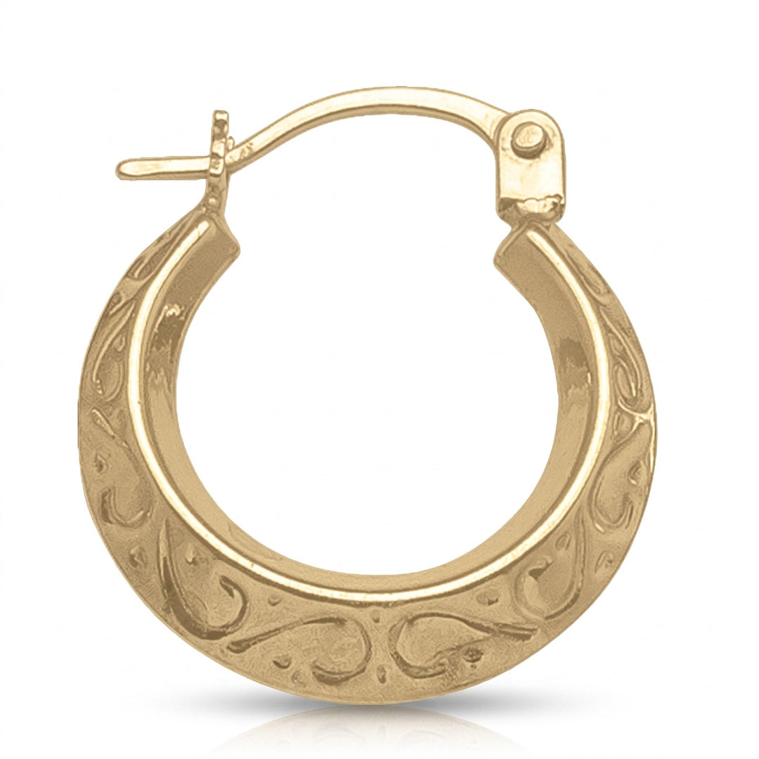 Yellow Gold Fancy Hoop Earrings, 14.3mm