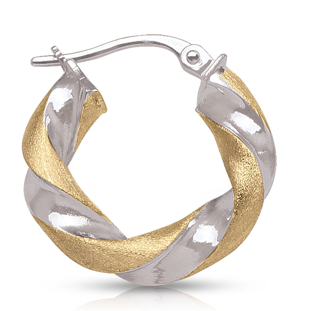 Two Tone Twisted Hoop Earrings, 18.3mm