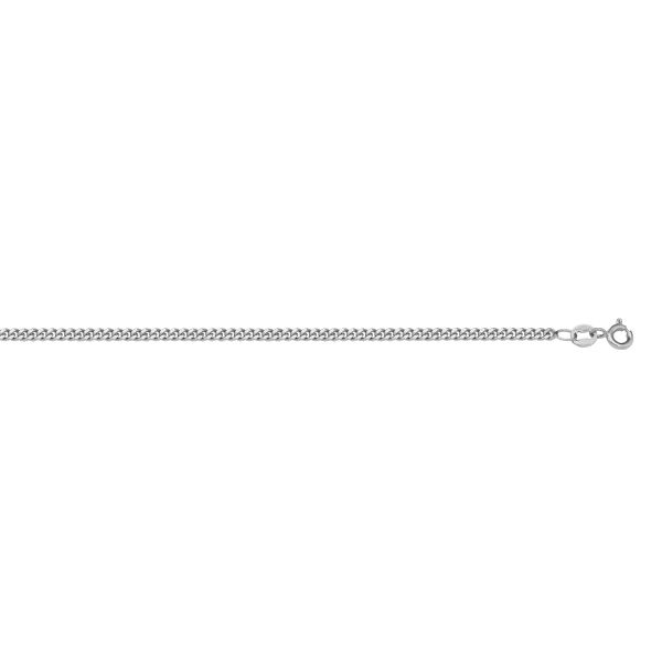 White Gold Solid Curb Chain Necklace — 1mm