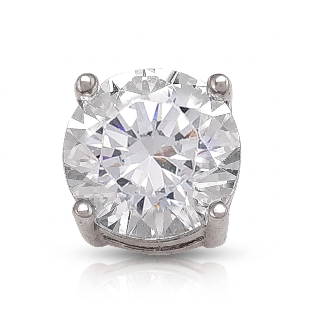 White Gold 7mm CZ Stud Earrings