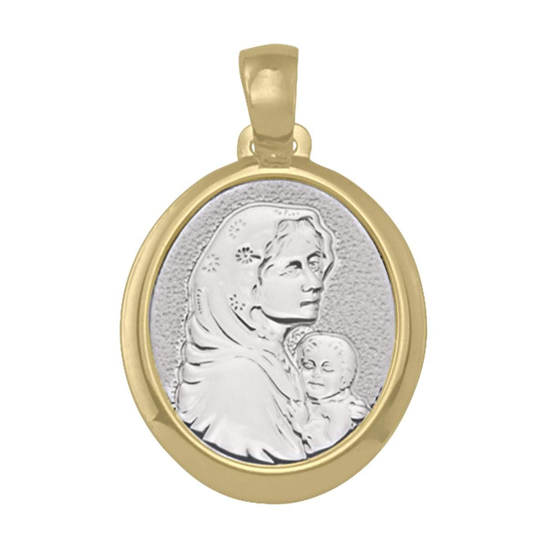 Two-Tone Gold Madonna Medal — front view