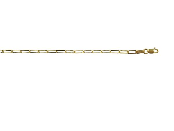 Yellow Gold Solid Paper Clip Chain Necklace — 3mm